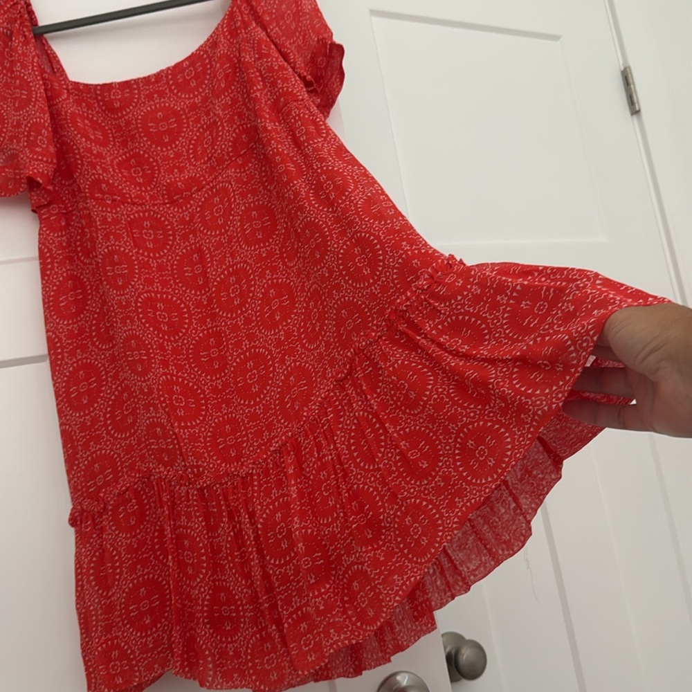 ANTHROPOLOGIE … MAEVE orange/white dress
Size L. open back/lined/side pockets